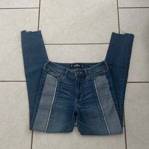 Unique Hollister Two-Tone Blue High Rise Super Skinny Shape Love Jeans